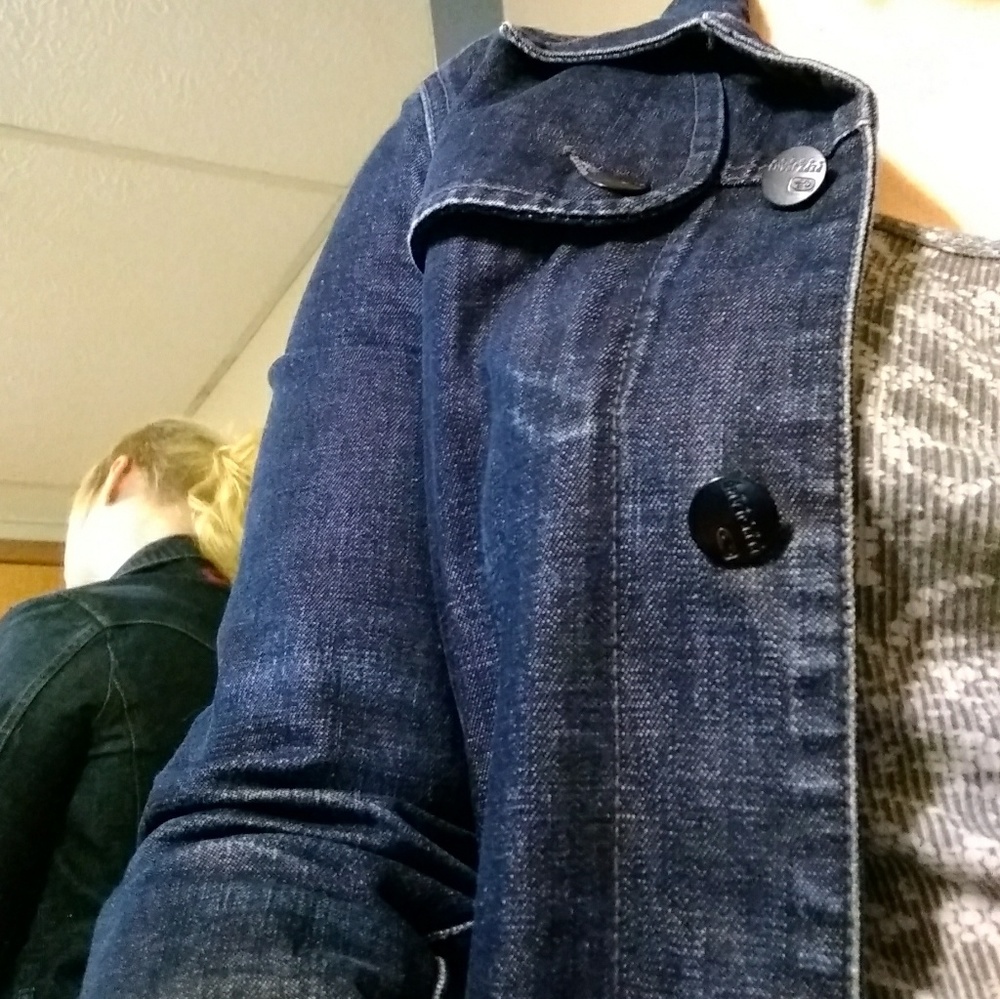 Long pepe jeans london denim jacket.  Size small.